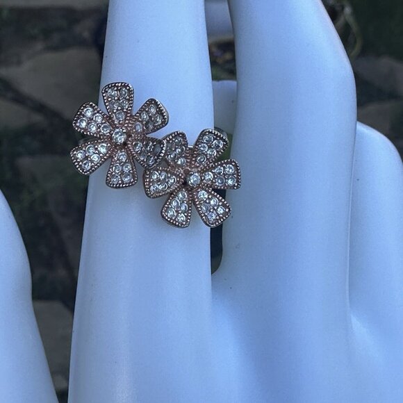 NVC Rose Gold Vermeil Sterling Pave Ring Size 6.75 Flower Daisy Lab Created CZ - Picture 5 of 10